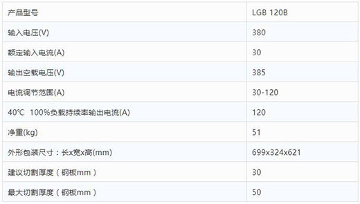 mg冰球突破数字化等离子切割+碳弧气刨两用机LGB 120B整机参数