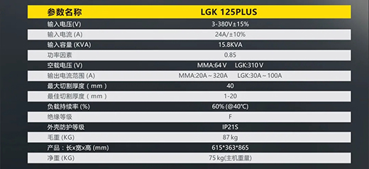 mg冰球突破LGK125PLUS等离子切割机参数